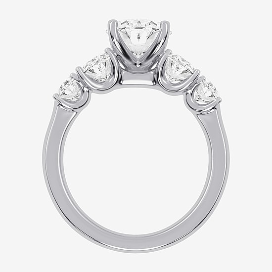 (G / Vs2-Si1) Womens 3 1/2 CT. T.W Lab Grown White Diamond 14K Gold Oval 5-Stone Engagement Ring