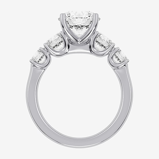 (G / Vs2-Si1) Womens 3 1/2 CT. T.W Lab Grown White Diamond 14K Gold Round 5-Stone Engagement Ring