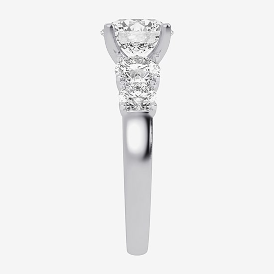 (G / Vs2-Si1) Womens 3 1/2 CT. T.W Lab Grown White Diamond 14K Gold Round 5-Stone Engagement Ring