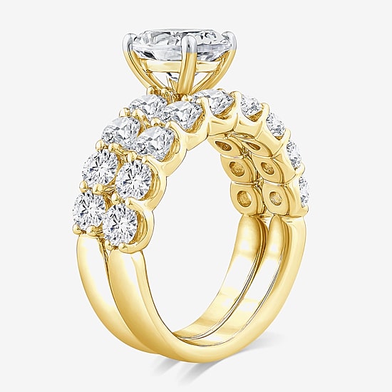 Signature By Modern Bride (G / Si1-Si2) Womens 4 CT. T.W. Lab Grown White Diamond 10K Gold Oval Side Stone Bridal Set