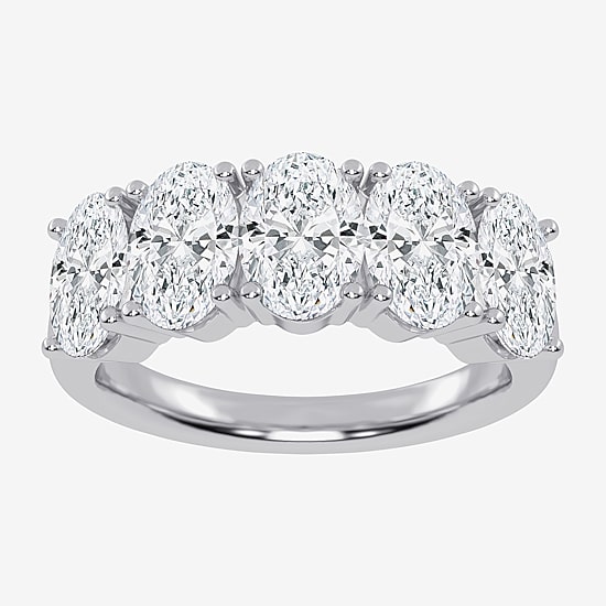 (G / Vs2-Si2) Womens 2 1/2 CT. T.W. Lab Grown White Diamond 14K Gold 5-Stone Anniversary Band