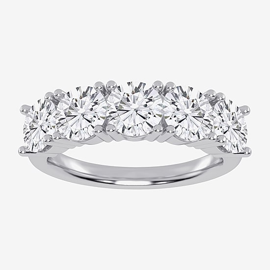 (G / Vs2-Si2) Womens 2 1/2 CT. T.W. Lab Grown White Diamond 14K Gold 5-Stone Anniversary Band