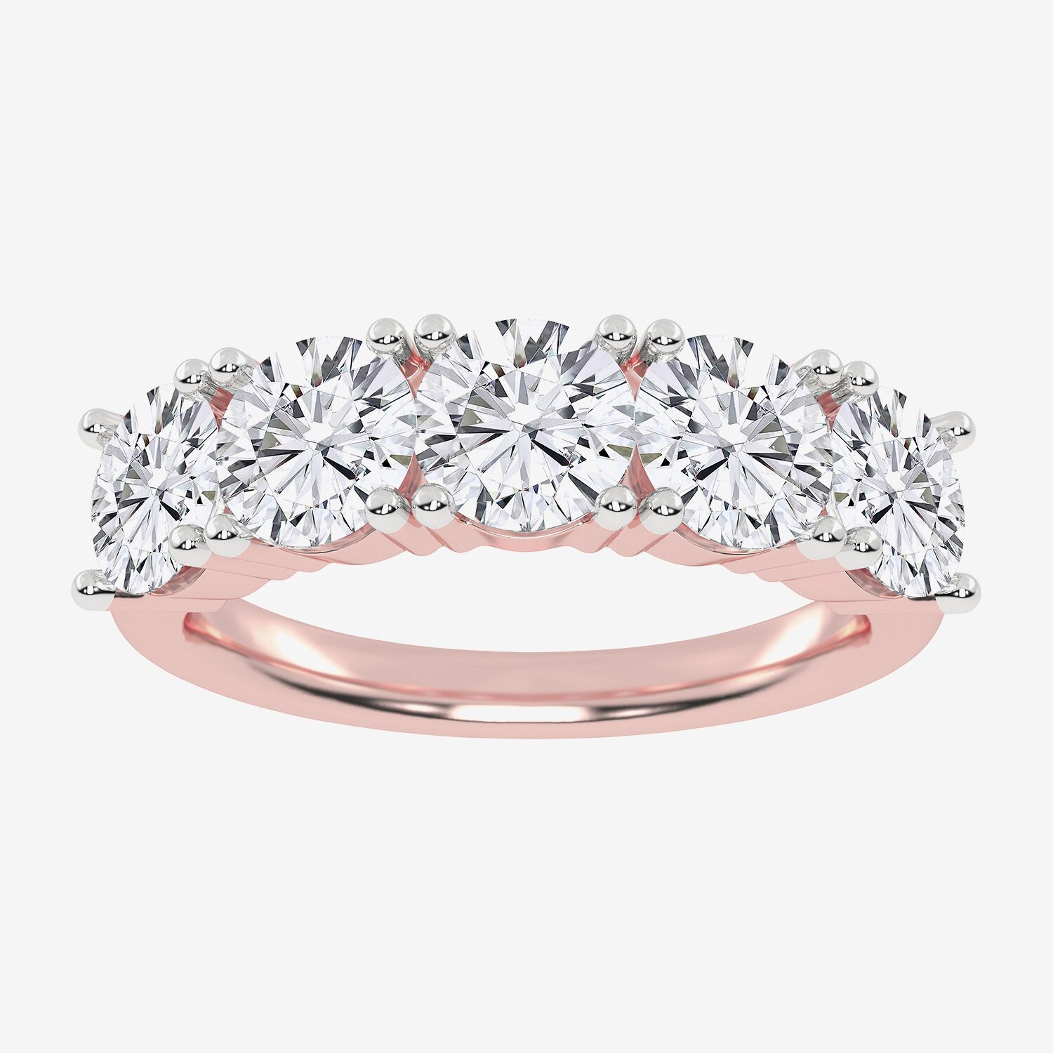 G / Vs2-Si2) Womens 2 1/2 CT. T.W. Lab Grown White Diamond 14K Gold 5-Stone Anniversary Band