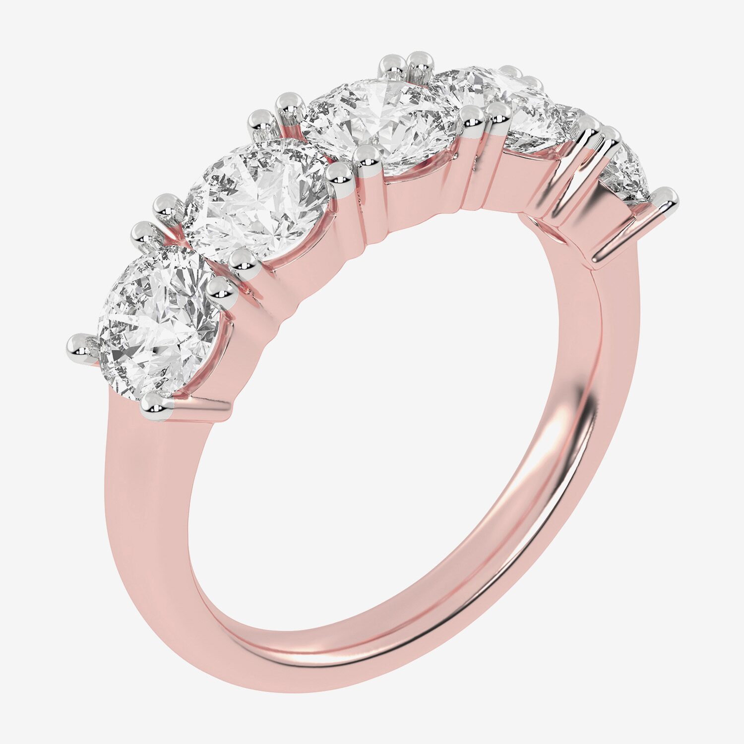 G / Vs2-Si2) Womens 2 1/2 CT. T.W. Lab Grown White Diamond 14K Gold 5-Stone Anniversary Band