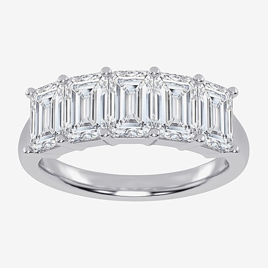 (G / Vs2-Si2) Womens 2 1/2 CT. T.W. Lab Grown White Diamond 14K Gold 5-Stone Anniversary Band