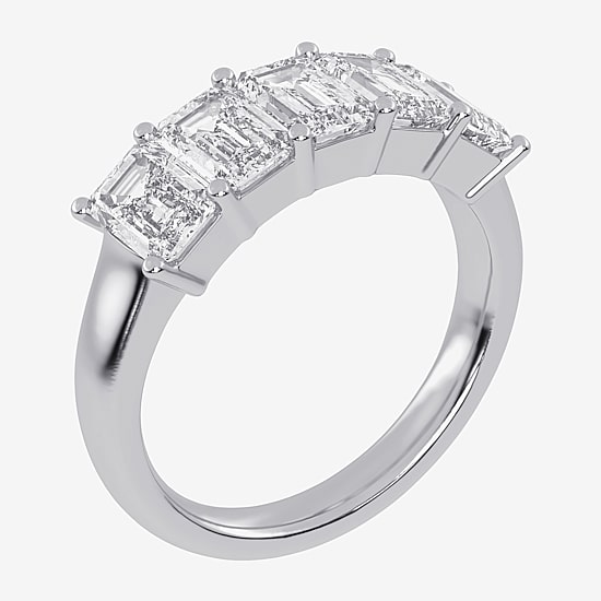 (G / Vs2-Si2) Womens 2 1/2 CT. T.W. Lab Grown White Diamond 14K Gold 5-Stone Anniversary Band