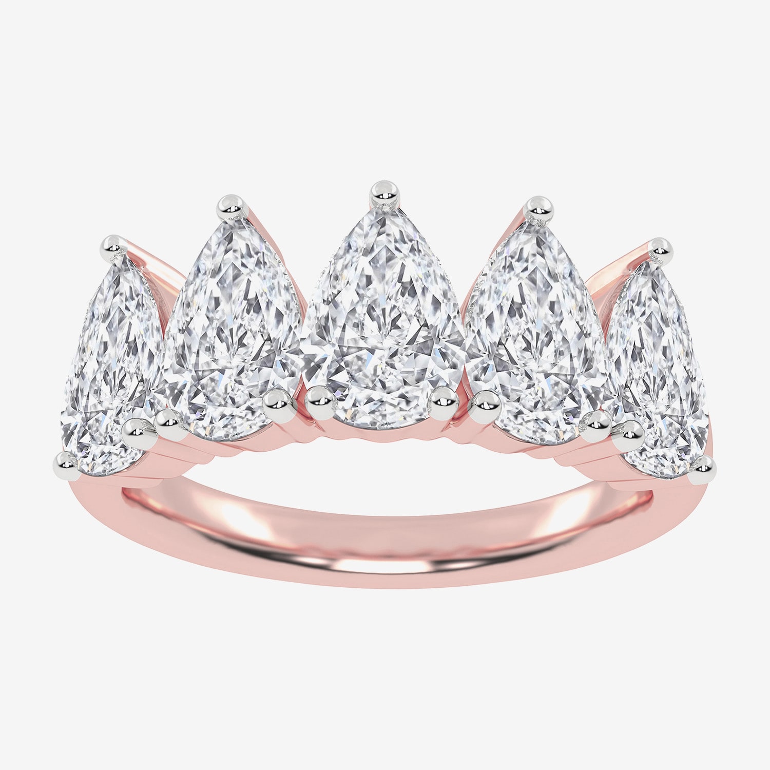G / Vs2-Si2) Womens 2 1/2 CT. T.W. Lab Grown White Diamond 14K Gold 5-Stone Anniversary Band