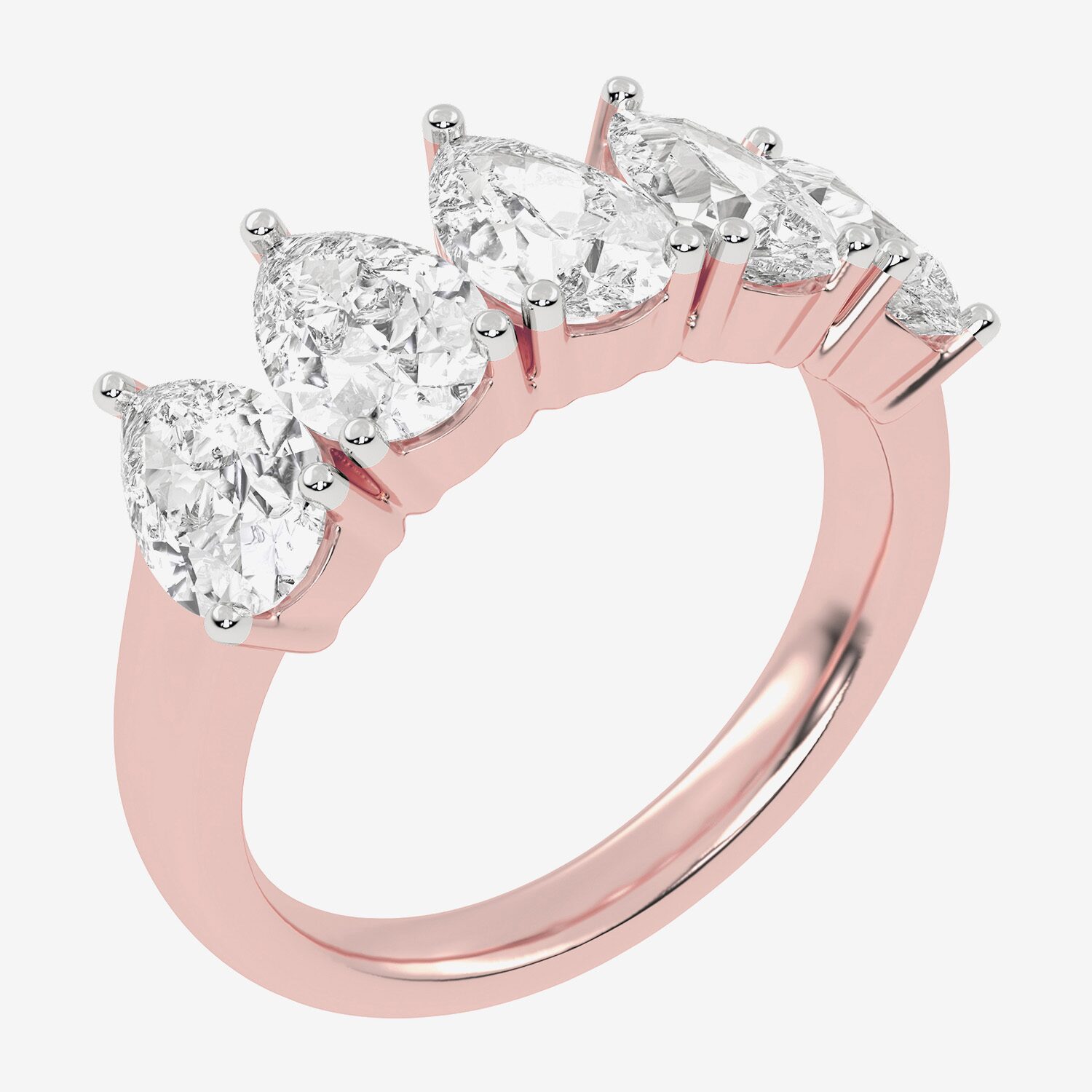 G / Vs2-Si2) Womens 2 1/2 CT. T.W. Lab Grown White Diamond 14K Gold 5-Stone Anniversary Band