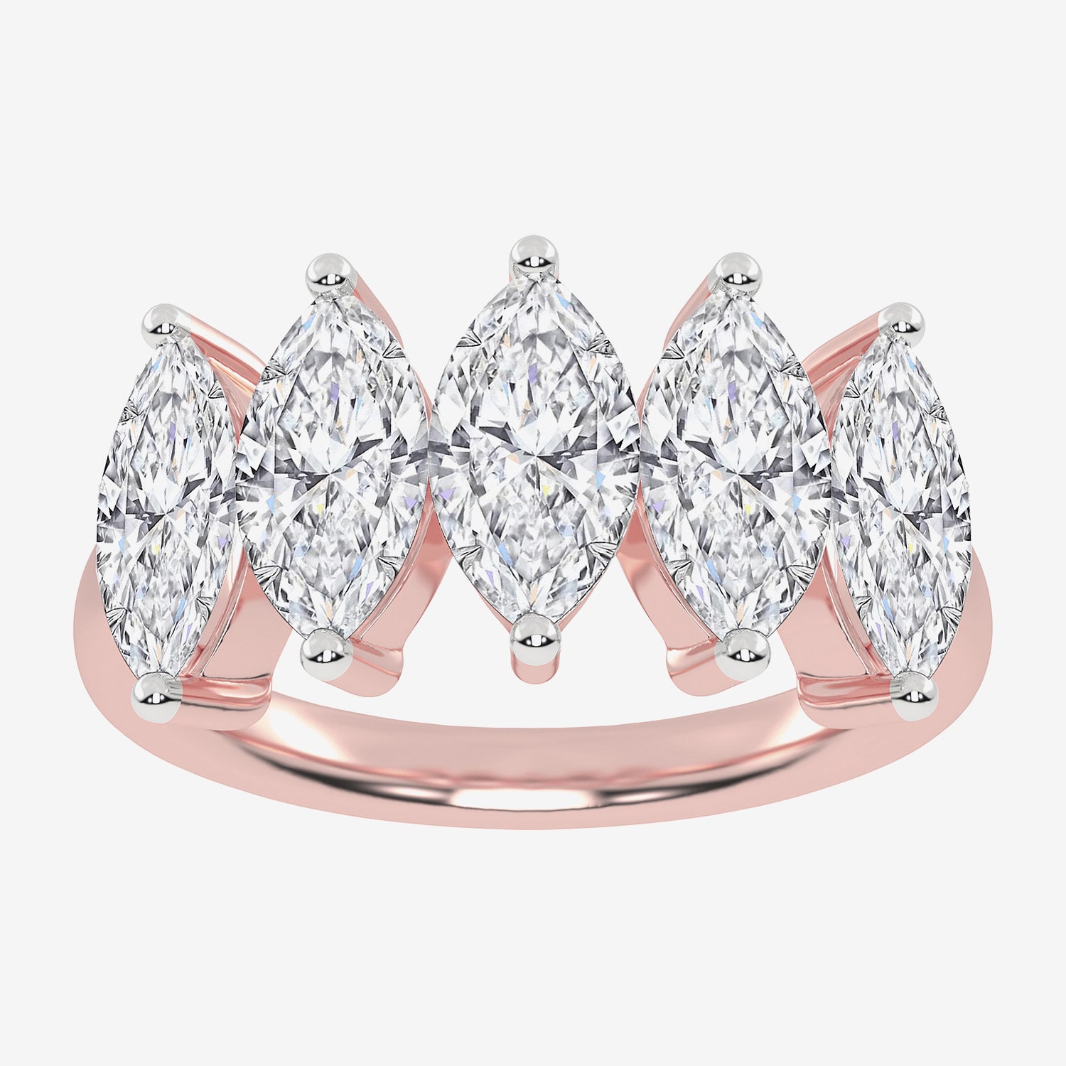 (G / Vs2-Si2) Womens 2 1/2 CT. T.W. Lab Grown White Diamond 14K Gold 5-Stone Anniversary Band