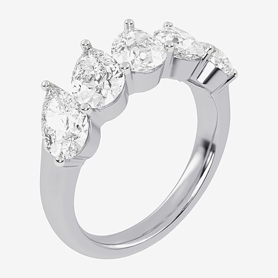 (G / Vs2-Si2) Womens 2 1/2 CT. T.W. Lab Grown White Diamond 14K Gold 5-Stone Anniversary Band