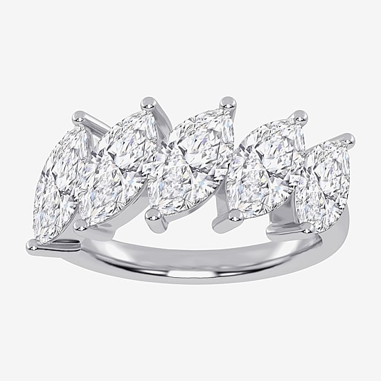 (G / Vs2-Si2) Womens 2 1/2 CT. T.W. Lab Grown White Diamond 14K Gold 5-Stone Anniversary Band