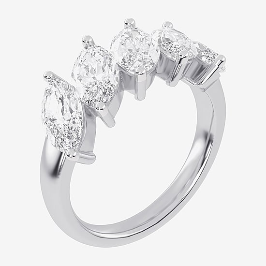 (G / Vs2-Si2) Womens 2 1/2 CT. T.W. Lab Grown White Diamond 14K Gold 5-Stone Anniversary Band