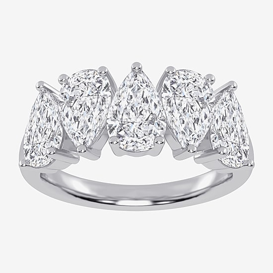 (G / Vs2-Si2) Womens 2 1/2 CT. T.W. Lab Grown White Diamond 14K Gold 5-Stone Anniversary Band
