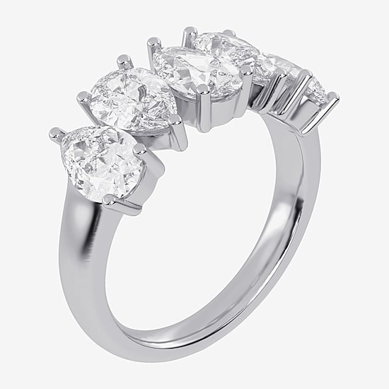 (G / Vs2-Si2) Womens 2 1/2 CT. T.W. Lab Grown White Diamond 14K Gold 5-Stone Anniversary Band