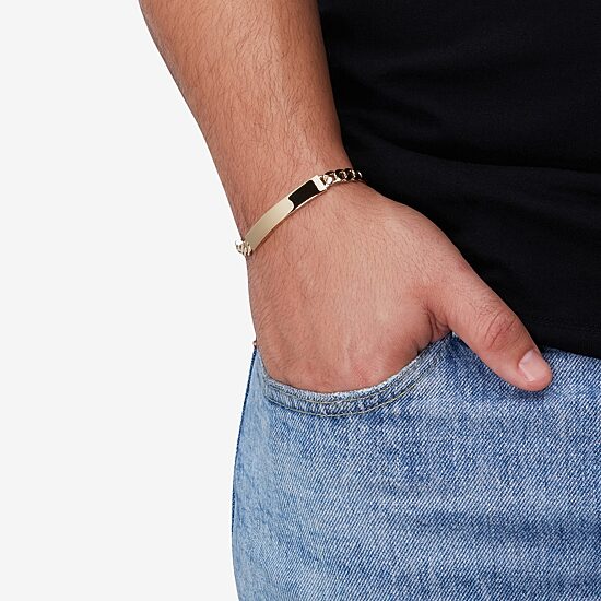 Made in Italy Mens 14K Gold 8 3/4 Inch Hollow Curb Id Bracelet