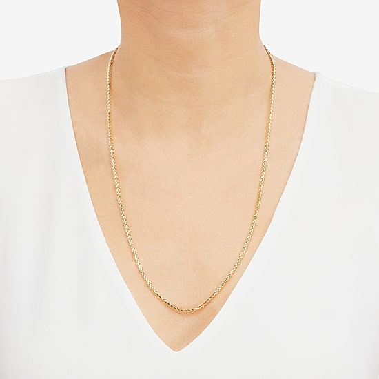 Unisex Adult 14K Gold 20 Inch Wheat Chain Necklace
