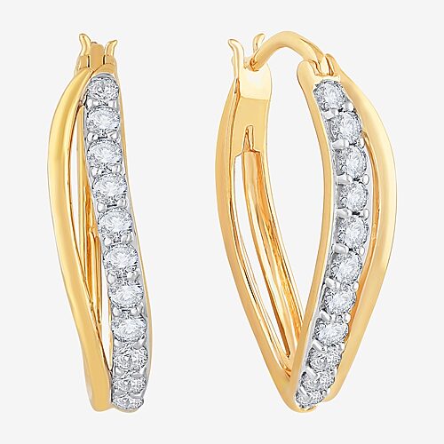DiamonArt White Cubic Zirconia 14K Gold Over Silver 24.4mm Hoop Earrings, One Size