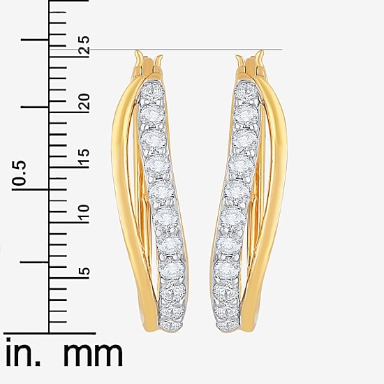 DiamonArt® White Cubic Zirconia 14K Gold Over Silver 24.4mm Hoop Earrings