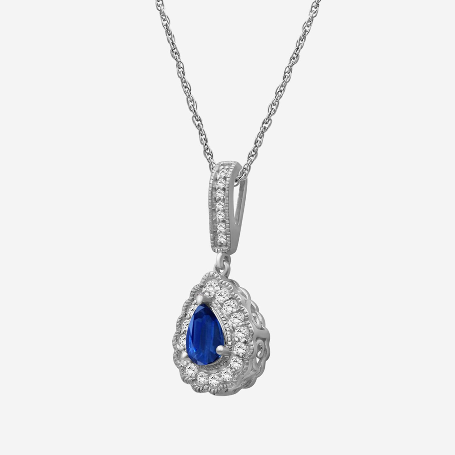 Womens Gemstone & 1/ CT. T.W. Natural Diamond 10K Gold Pear 18 Inch Pendant Necklace