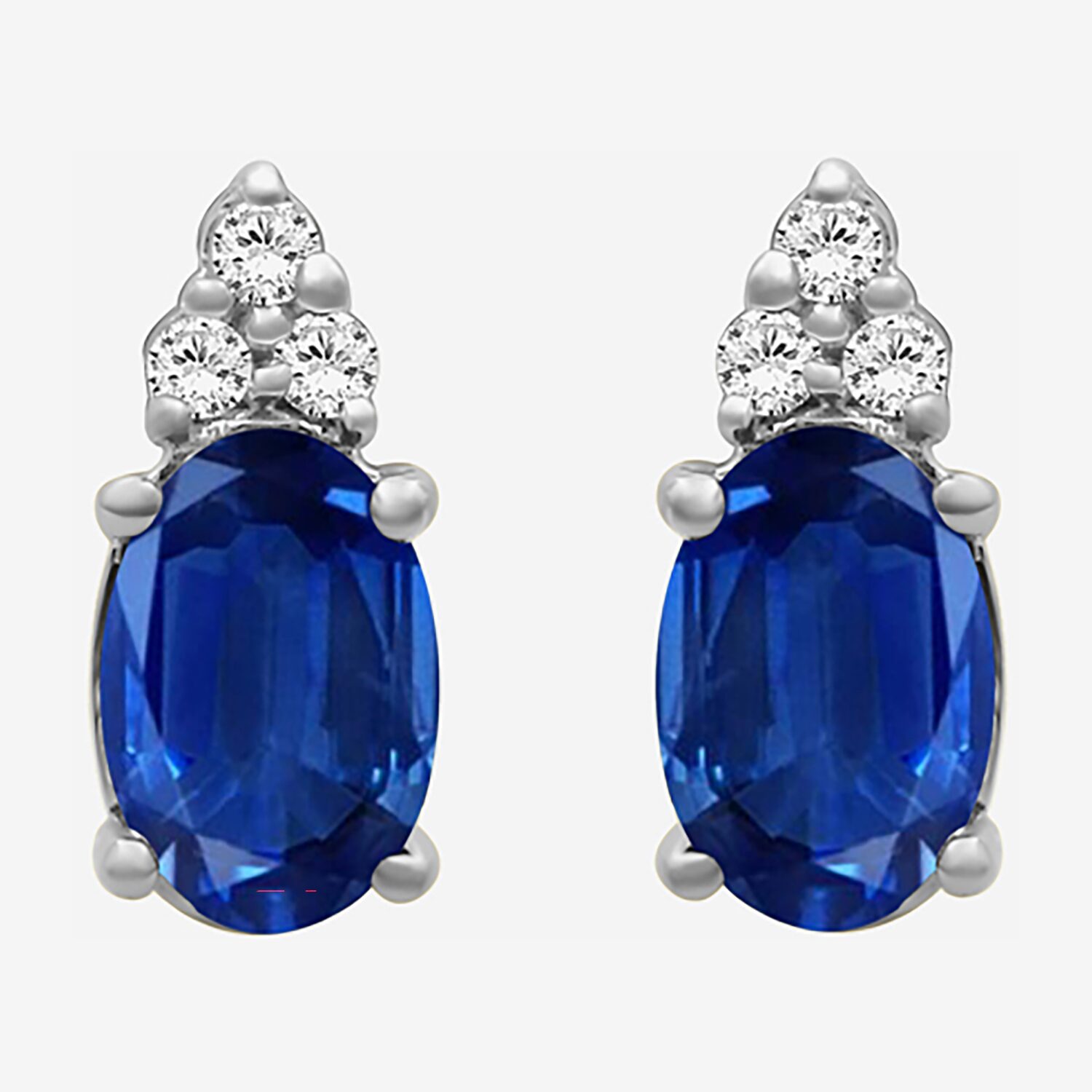 Diamond Accent Gemstone 10K Gold 8.9mm Oval Stud Earrings