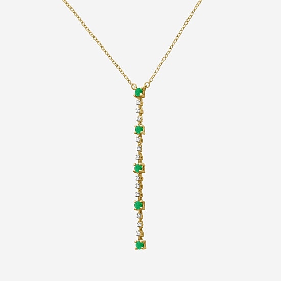 Womens Diamond Accent Gemstone 10K Gold 18 Inch Pendant Necklace