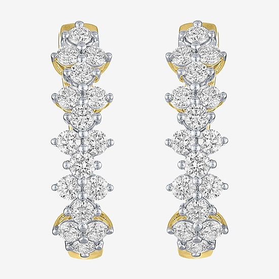 (G-H / Si2 I1) Womens 2 CT. T.W. Lab Grown White Diamond 10K Gold 24.5mm Hoop Earrings