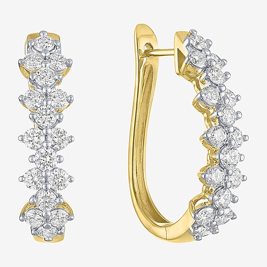 (G-H / Si2 I1) Womens 2 CT. T.W. Lab Grown White Diamond 10K Gold 24.5mm Hoop Earrings