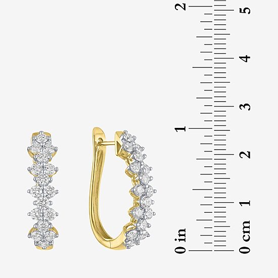 (G-H / Si2 I1) Womens 2 CT. T.W. Lab Grown White Diamond 10K Gold 24.5mm Hoop Earrings