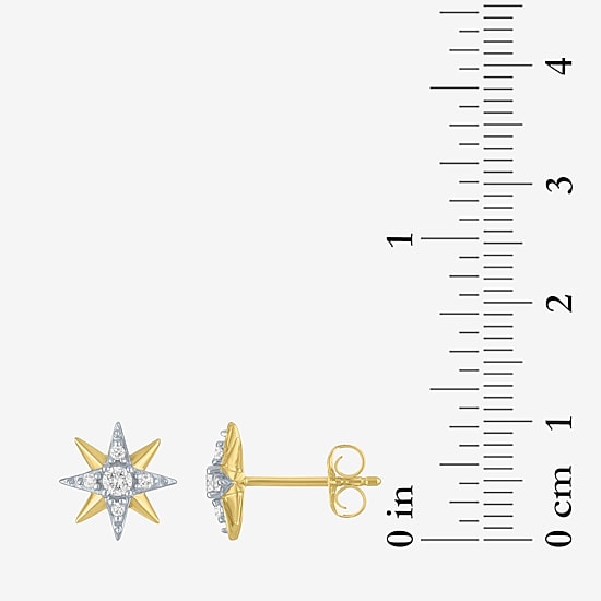 Starburst (Gh / Si2 I1) 1/6 CT. T.W. Lab Grown White Diamond 10K Gold 10.3mm Star Stud Earrings