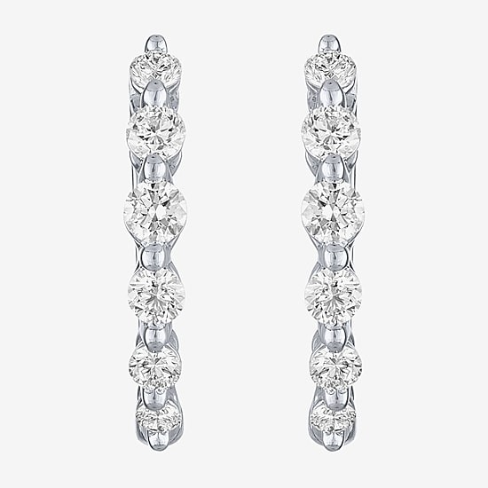 (G-H/Si2-I1) Womens 1 CT. T.W. Lab Grown White Diamond 10K Gold 19.7mm Hoop Earrings