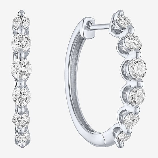 (G-H/Si2-I1) Womens 1 CT. T.W. Lab Grown White Diamond 10K Gold 19.7mm Hoop Earrings