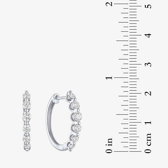(G-H/Si2-I1) Womens 1 CT. T.W. Lab Grown White Diamond 10K Gold 19.7mm Hoop Earrings