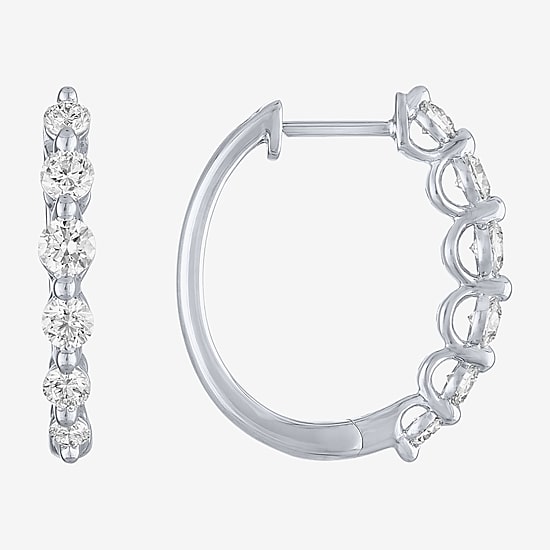 (G-H/Si2-I1) Womens 1 CT. T.W. Lab Grown White Diamond 10K Gold 19.7mm Hoop Earrings