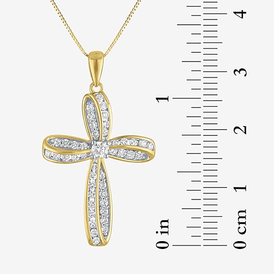 Cross (Gh / Si2 I1) Womens 1/2 CT. T.W. Lab Grown White Diamond 10K Gold Cross 18 Inch Pendant Necklace