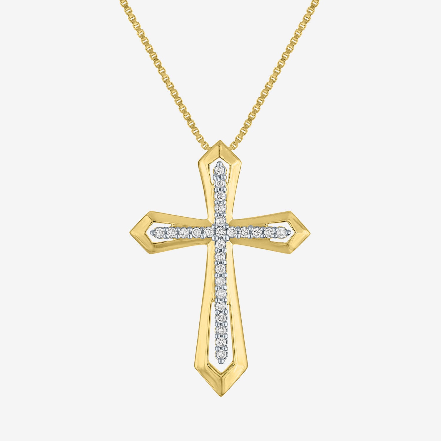 Cross (G-H / Si2-I1) Womens 1/10 CT. T.W. Lab Grown White Diamond 14K Gold Over Silver Cross 18 Inch Pendant Necklace