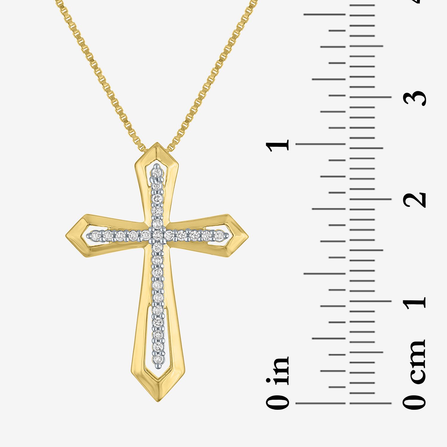 Cross (G-H / Si2-I1) Womens 1/10 CT. T.W. Lab Grown White Diamond 14K Gold Over Silver Cross 18 Inch Pendant Necklace