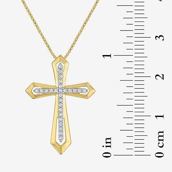 Cross (G-H / Si2-I1) Womens 1/10 CT. T.W. Lab Grown White Diamond 14K Gold Over Silver Cross 18 Inch Pendant Necklace