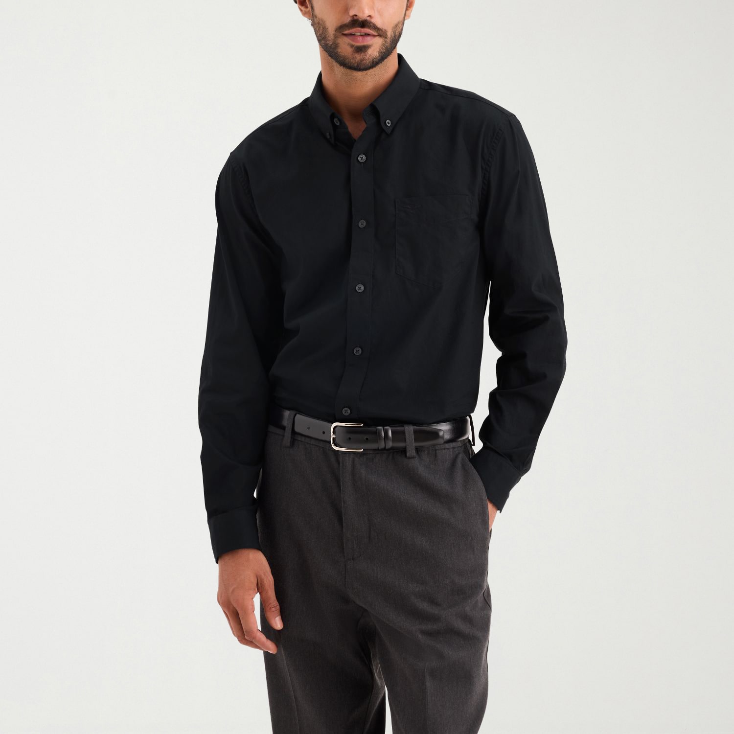 Dockers Stain Defender Mens Long Sleeve Regular Fit Button-Down Shirt