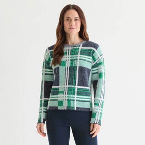 Liz Claiborne Womens Crew Neck Long Sleeve Pullover Sweater