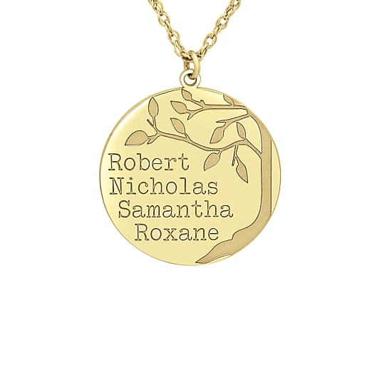 Personalized Womens Sterling Silver Family Tree Name Pendant Necklace