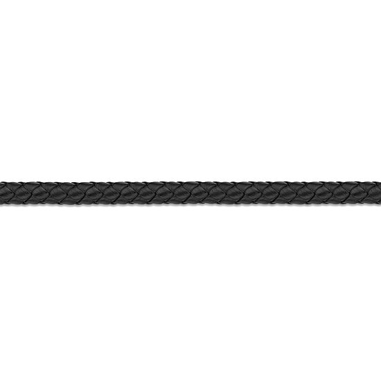 Mens Braided Black Leather Stainless Steel Bracelet