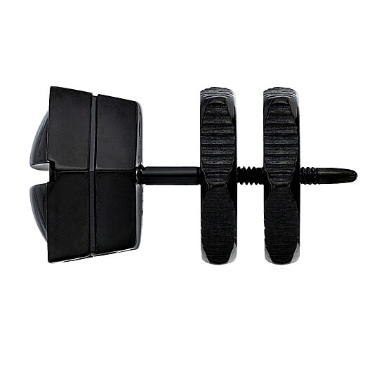 Mens Stainless Steel & Black IP Stud Earring