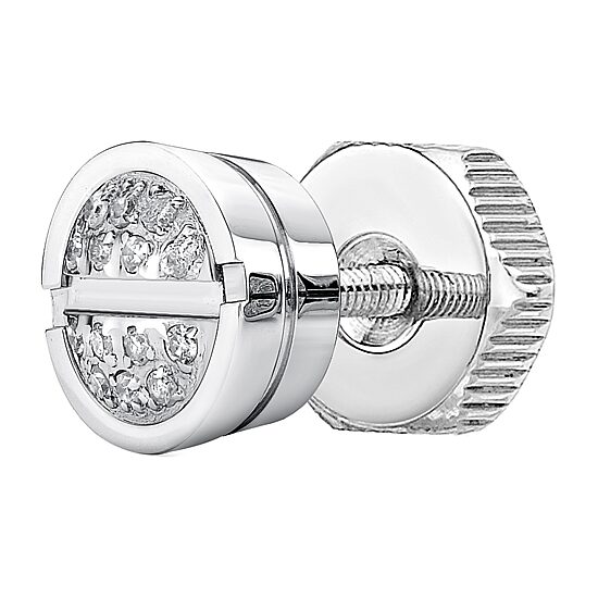 Mens 1/10 CT. T.W. Diamond Stainless Steel Stud Earring