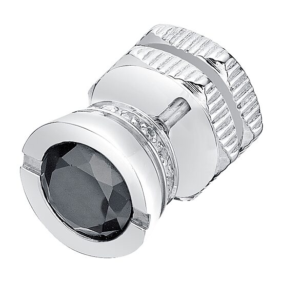 Mens Black and White Cubic Zirconia Stainless Steel Stud Earring