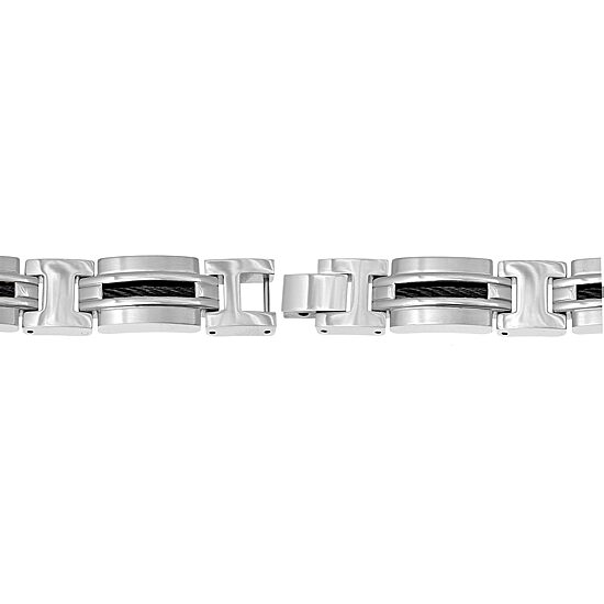 Mens Stainless Steel Railroad Link Bracelet
