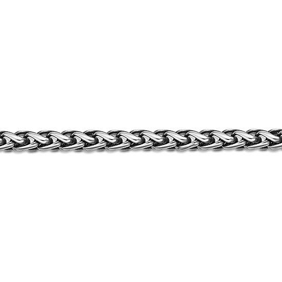 Mens Stainless Steel & Black IP 24" 8mm Wheat Chain