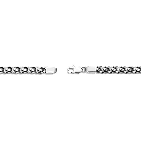 Mens Stainless Steel & Black IP 24" 8mm Wheat Chain