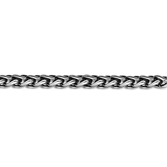 Mens Stainless Steel & Black IP 9" 8mm Wheat Bracelet