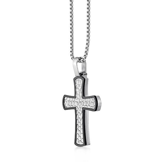 Mens Stainless Steel Cross 24 Inch Pendant Necklace
