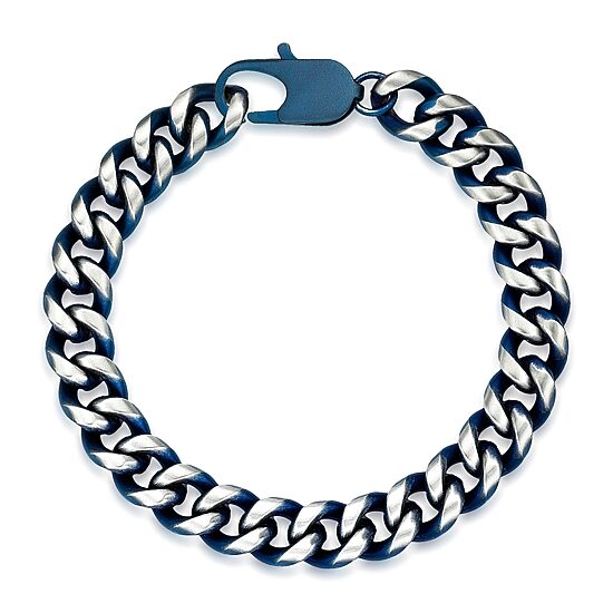 Mens Stainless Steel 8 1/2 Inch Solid Curb Chain Bracelet